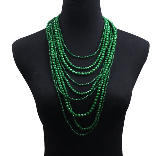 2025 New Indian Ethnic Multilayer Handmade Beaded Waterfall Shape Necklace Women Bohemian Statement Vintage Necklace Jewelry