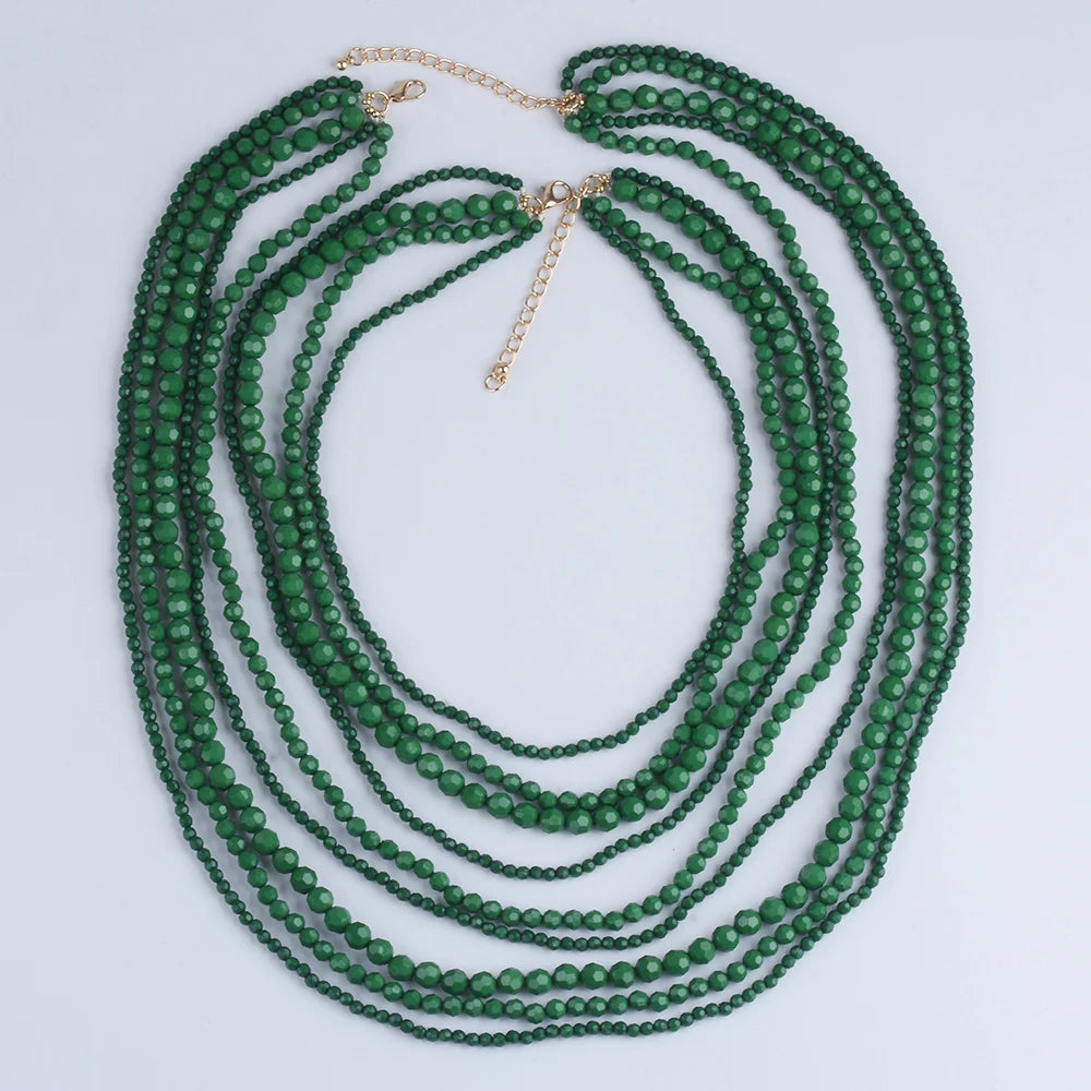 2025 New Indian Ethnic Multilayer Handmade Beaded Waterfall Shape Necklace Women Bohemian Statement Vintage Necklace Jewelry
