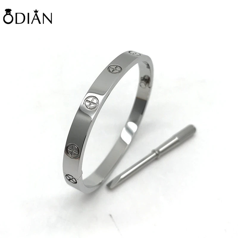 Joyería de marca de lujo, abalorio de acero inoxidable a la moda, joyería de lujo, brazalete de amor, pulseras Cartierred de tornillo