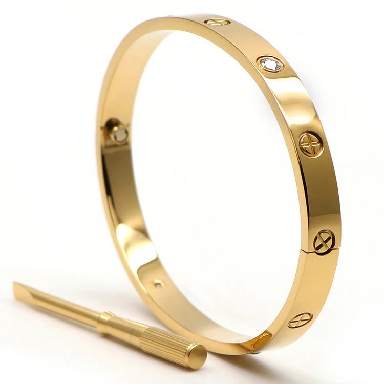 Joyería de marca de lujo, abalorio de acero inoxidable a la moda, joyería de lujo, brazalete de amor, pulseras Cartierred de tornillo