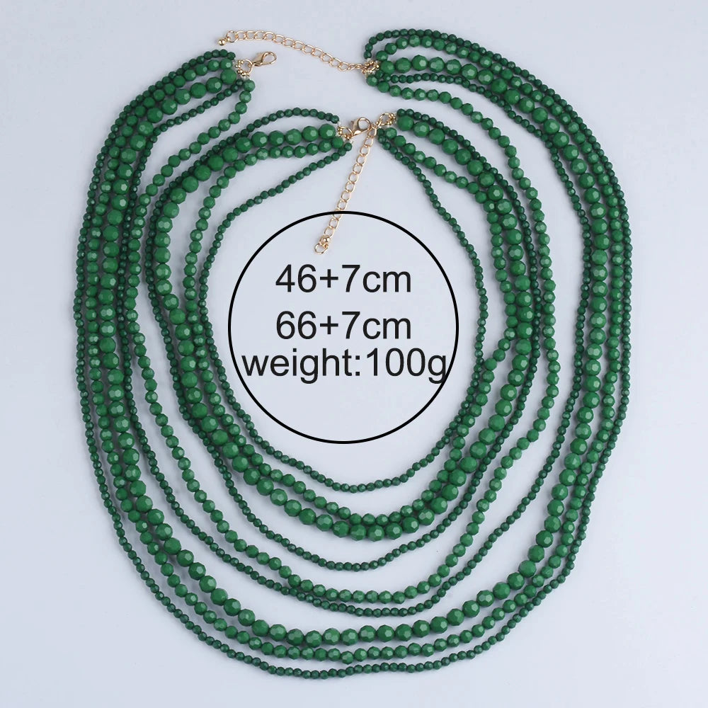2025 New Indian Ethnic Multilayer Handmade Beaded Waterfall Shape Necklace Women Bohemian Statement Vintage Necklace Jewelry