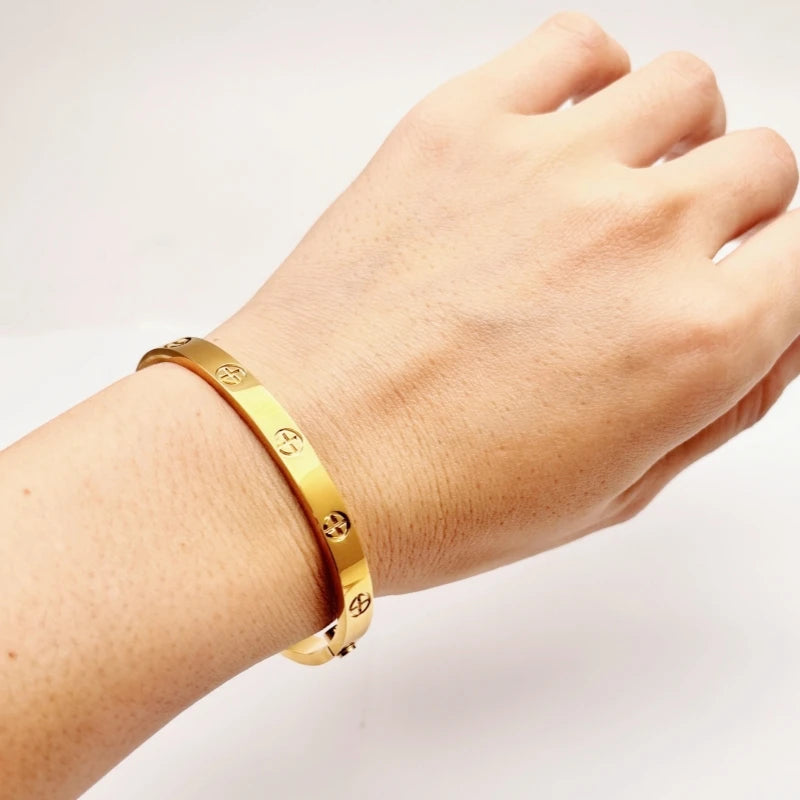 Joyería de marca de lujo, abalorio de acero inoxidable a la moda, joyería de lujo, brazalete de amor, pulseras Cartierred de tornillo
