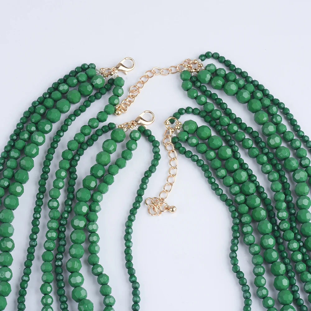2025 New Indian Ethnic Multilayer Handmade Beaded Waterfall Shape Necklace Women Bohemian Statement Vintage Necklace Jewelry
