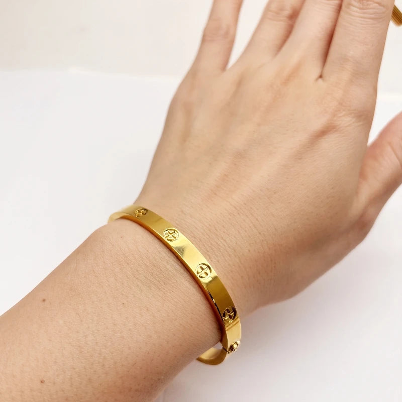 Joyería de marca de lujo, abalorio de acero inoxidable a la moda, joyería de lujo, brazalete de amor, pulseras Cartierred de tornillo