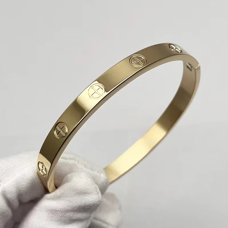Joyería de marca de lujo, abalorio de acero inoxidable a la moda, joyería de lujo, brazalete de amor, pulseras Cartierred de tornillo