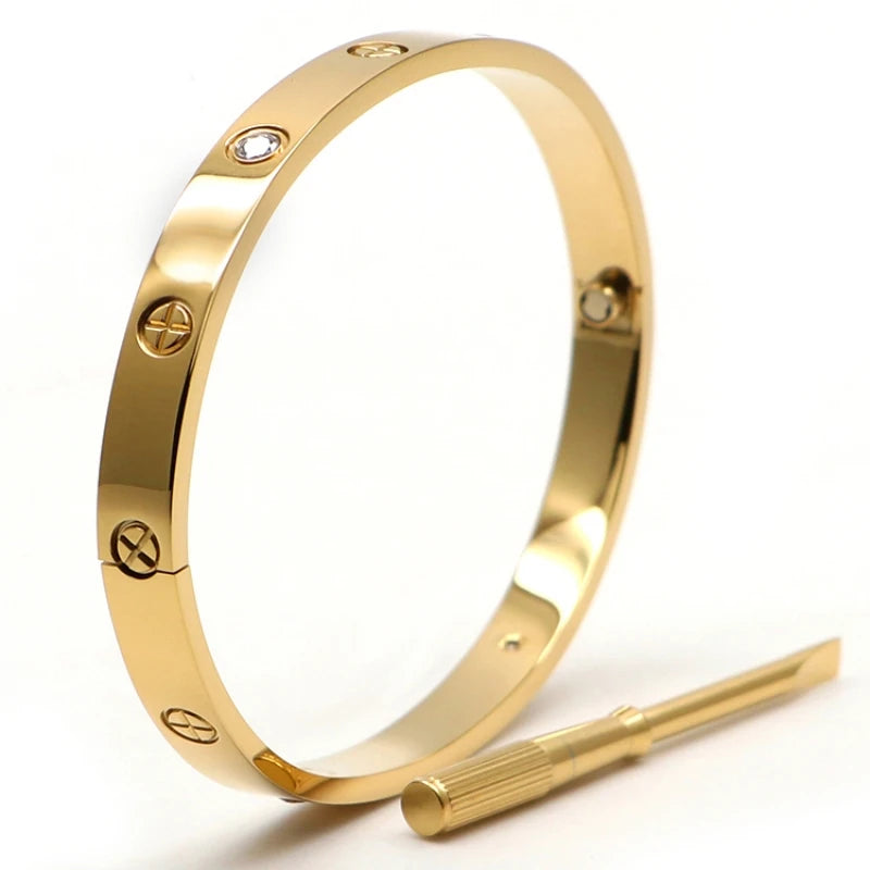 Joyería de marca de lujo, abalorio de acero inoxidable a la moda, joyería de lujo, brazalete de amor, pulseras Cartierred de tornillo