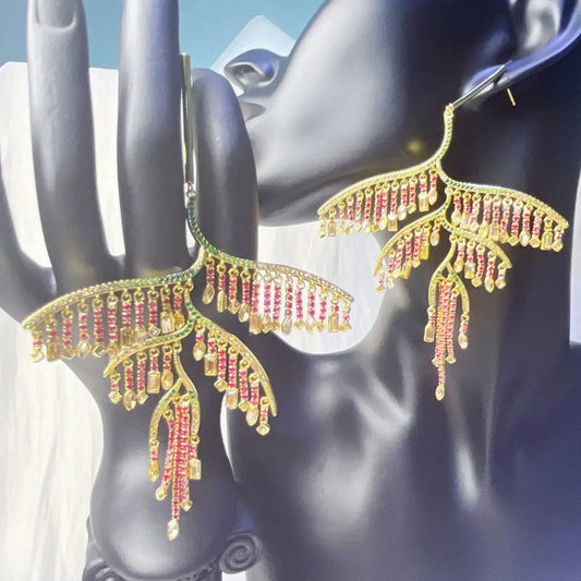 2025 Luxury Yellow Flower Necklace for Women Fine Jewelry Set Original Pink Cut Crystal Earrings Ring Bracelet Party Accessories