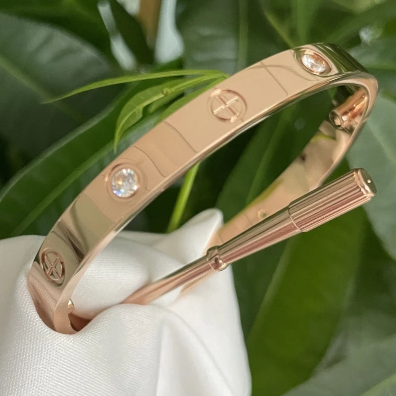 Joyería de marca de lujo, abalorio de acero inoxidable a la moda, joyería de lujo, brazalete de amor, pulseras Cartierred de tornillo