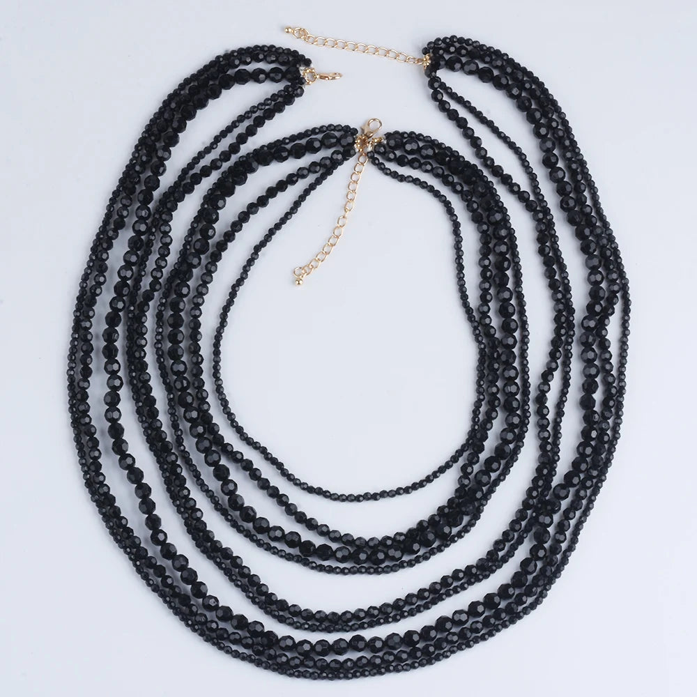 2025 New Indian Ethnic Multilayer Handmade Beaded Waterfall Shape Necklace Women Bohemian Statement Vintage Necklace Jewelry
